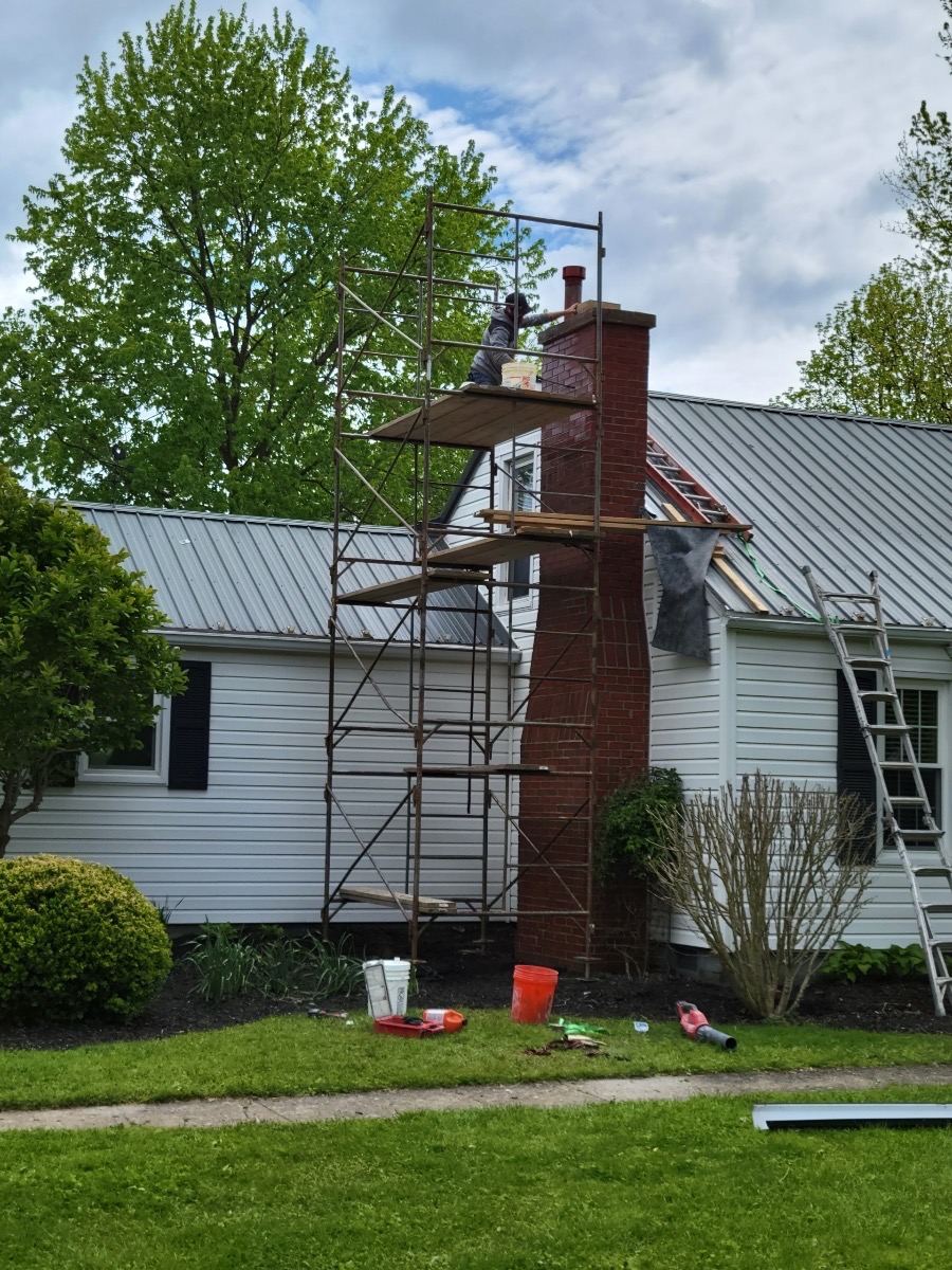 Chimney repair in progress in Columbus Ohio