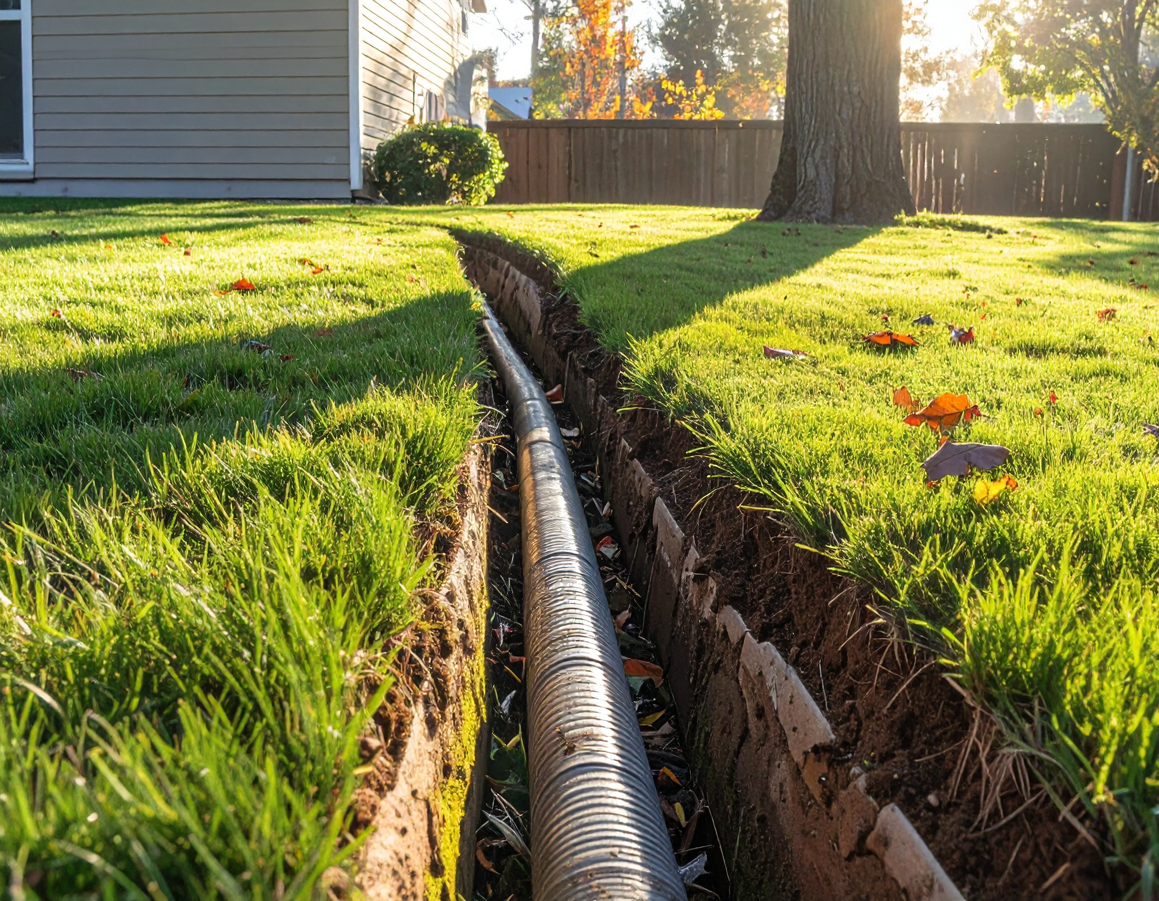 Underground drain line installation
