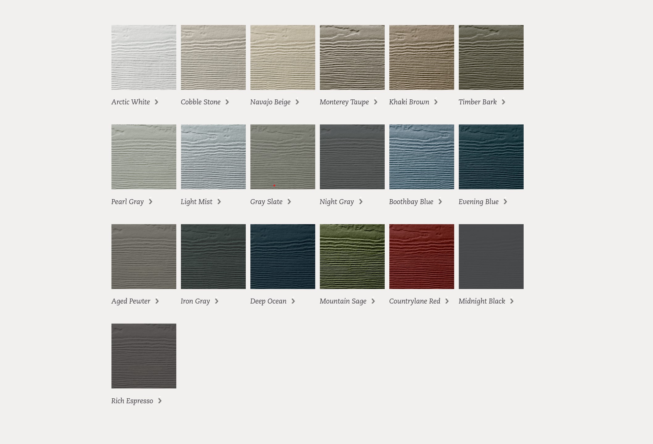 James Hardie ColorPlus color options