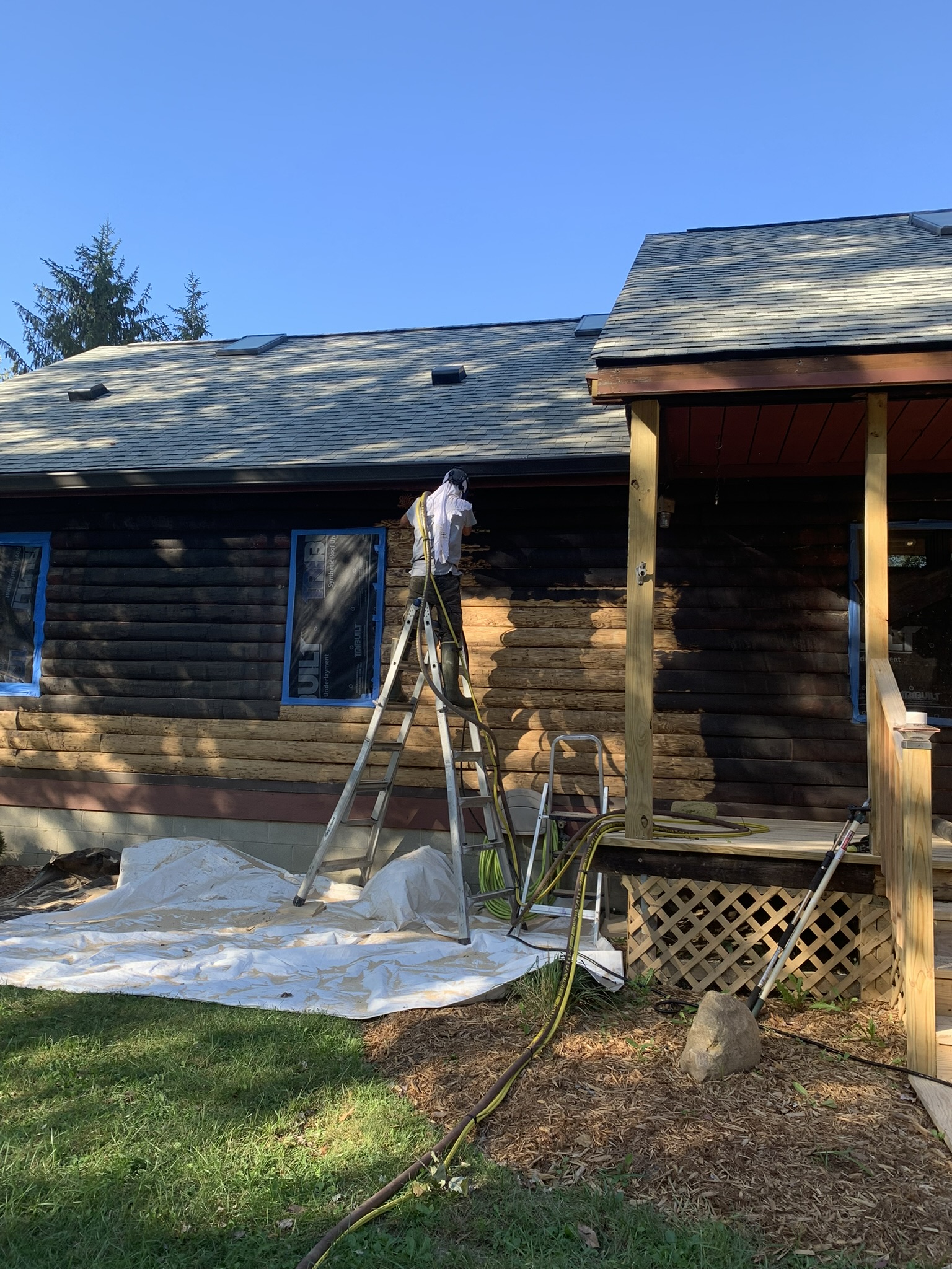 Media blasting in progress in Delaware Ohio